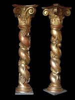 A pair of Italian giltwood Salomonic columns. XIX century